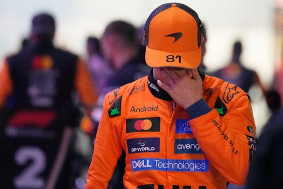  Second placed McLaren driver Oscar Piastri looked dejected following the race.