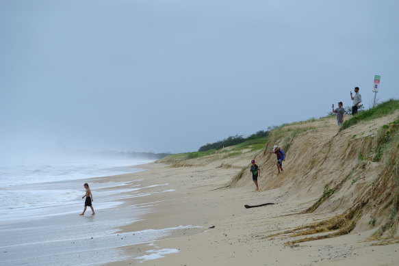 The tide is eroding the beach at Kawana on the Sunshine Coast.