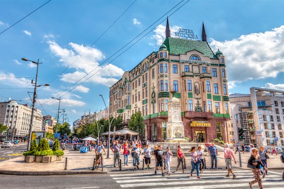 Belgrade’s green ceramic-tiled Hotel Moscow is a prominent landmark of the Serbian capital’s downtown area.