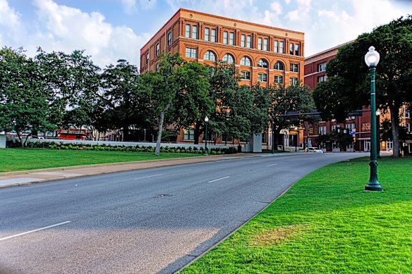 The infamous Texas Schoolbook Depository Building, now known as the Sixth Floor Museum at Dealey Plaza, Dallas, from where President John F. Kennedy was assassinated in 1963.