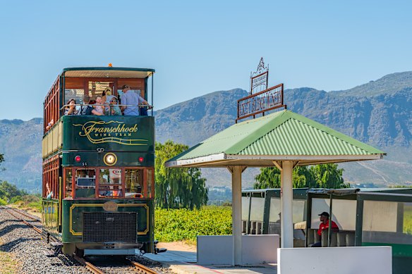 A station on the wine tram in the Franschhoek Valley.