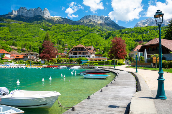 France’s Lake Annecy, with its translucent blue water, is lined with pretty shoreline promenades.