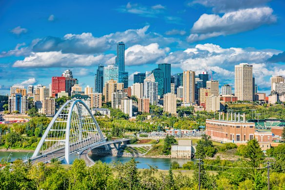 The skyline of downtown Edmonton, the capital of Alberta.