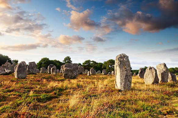 The megalithic monuments of Carnac in France consist of 3000 slabs of hand-hewn granite.
