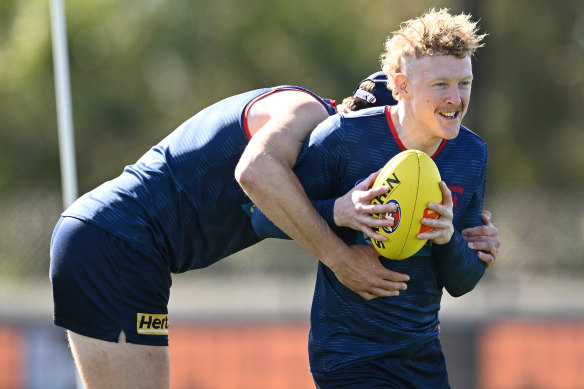 Clayton Oliver won’t play for the seniors in Melbourne’s match simulation against Richmond on Sunday.