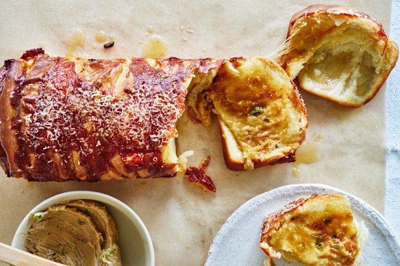 Cheese, Vegemite and spring onion pull-apart loaf.