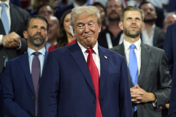 Trump with sons Don Jr (left) and Eric in 2024.