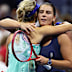 Emma Navarro shares a hug with Anna Kalinskaya after winning their fourth round match.