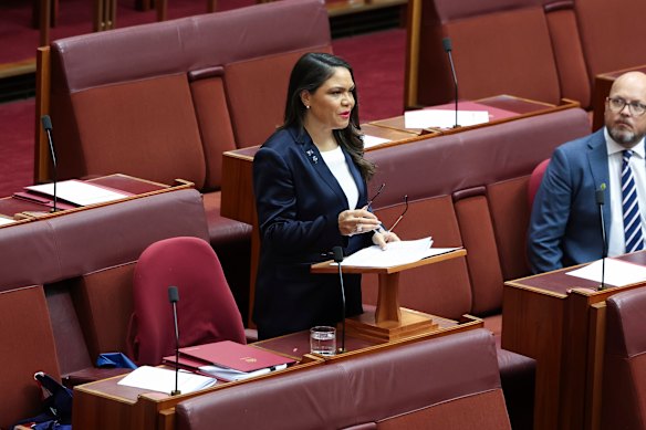 Liberal senator Jacinta Nampijinpa Price. 