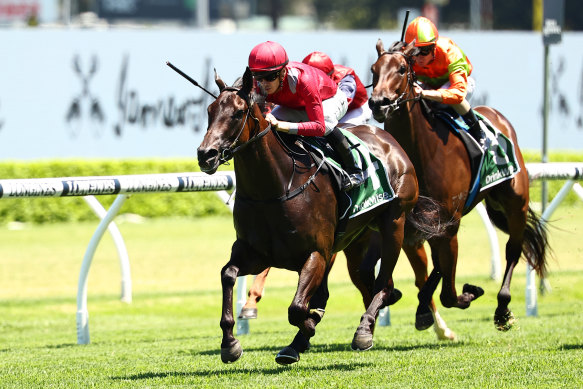Sydney Bowler makes it three  from three two years ago, with Jason Collett in the saddle.
