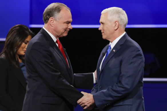 Who against whom? Democrat Tim Kaine, Hillary Clinton’s running mate, came up against Republican Mike Pence in 2016.