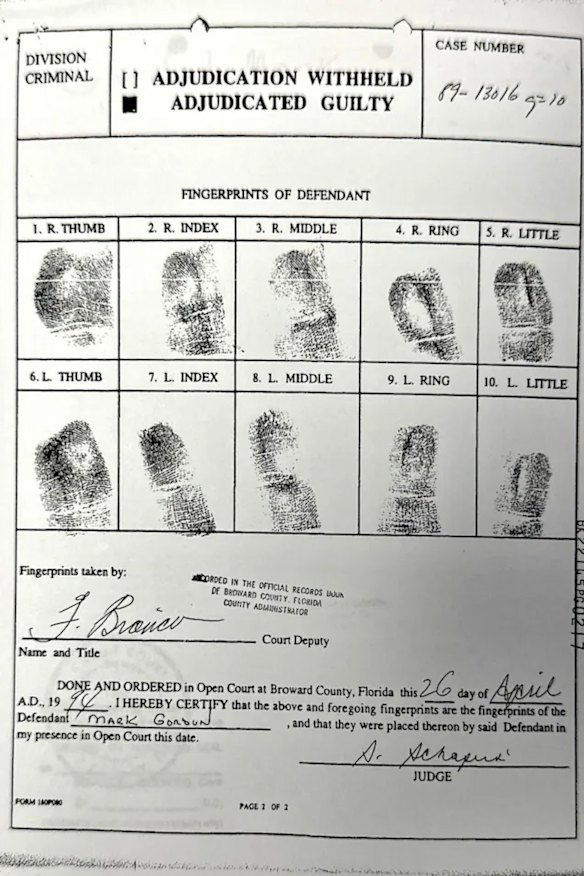 Gordon’s fingerprint sheet.