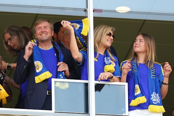 Netherlands King Willem-Alexander, Queen Máxima and Princess Ariane watch the World Cup Group E soccer match between Ecuador and Curacao in Kansas City, also on Saturday.