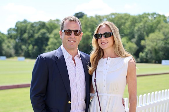 Peter Phillips and Harriet Sperling attend the Royal charity polo cup at Flemish Farm on July 11.