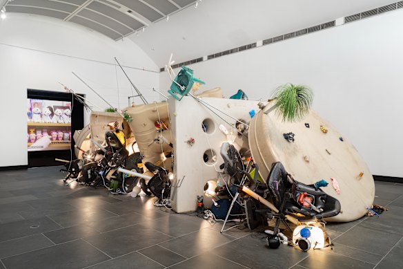 Installation view of Necrorealist Sunscreen by Erika Scott at the 2026 Adelaide Biennial of Australian Art. 