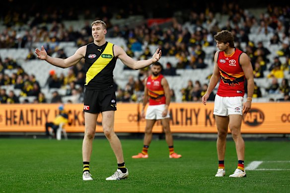 Tom Lynch did not have a good day out against the Crows on Sunday.