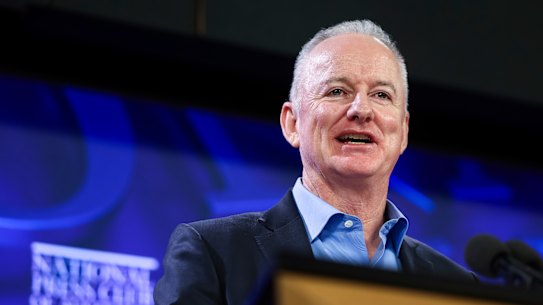 ABC boss Hugh Marks during a National Press Club address on Wednesday.