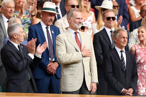 King Felipe VI of Spain in the Royal Box for the Wimbledon final.