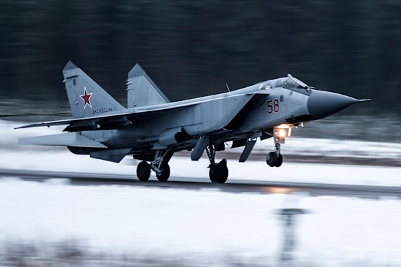 A Russian MiG-31. Three of the fighters breached Estonia’s airspace last week.