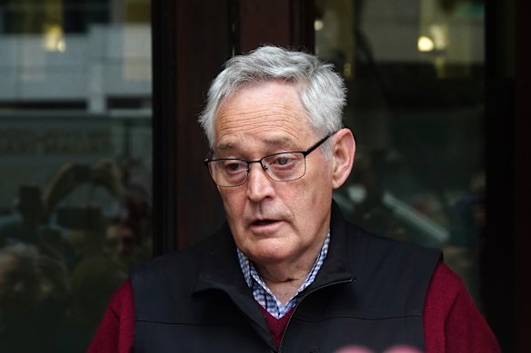 Ian Wilkinson speaks to the media after Monday’s sentencing hearing.