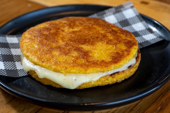  Arepa with cheese and guava jam.
