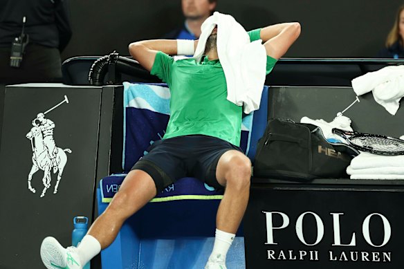 Djokovic looked exhausted at stages.