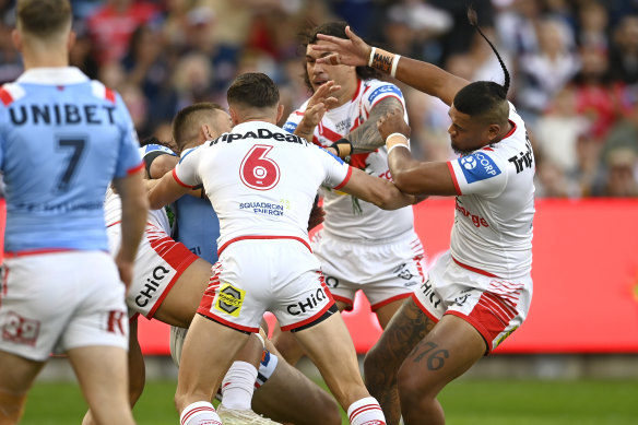 Dragons centre Moses Suli was concussed successful  the archetypal  tackle connected  Anzac Day.