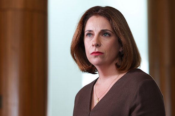 Communications minister Annika Wells travelled to New York to spruik Australia’s landmark teen social media ban.