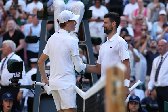 Jannik Sinner beat Djokovic in straight sets in their Wimbledon semi-final.