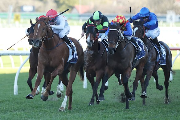 Tommy Berry rides Lugh to victory at Randwick last Saturday.