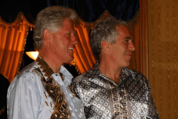Jeffrey Epstein and Bill Clinton together in an undated image released last year as part of the so-called Epstein files.