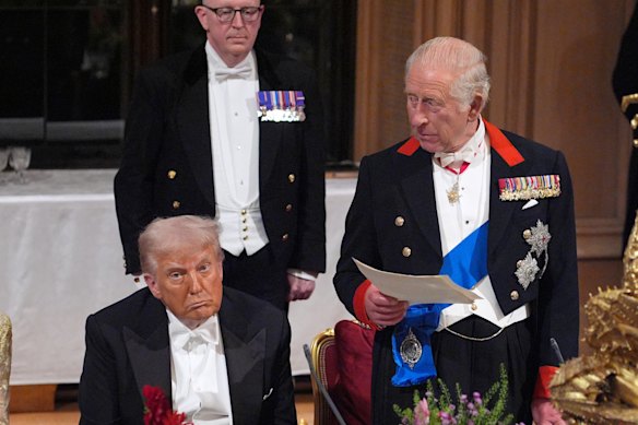 King Charles addresses the state banquet for President Donald Trump.