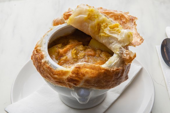 The chicken curry pot pies are always $20 at Silk Spoon.