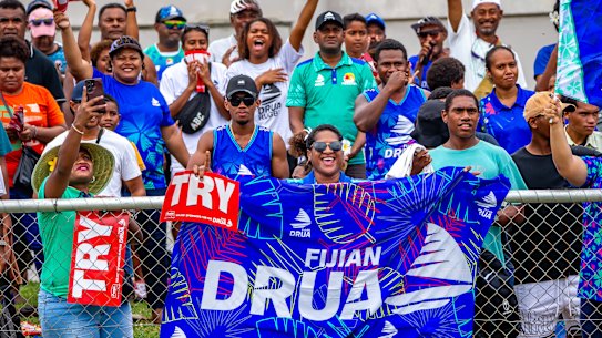Drua fans in Churchill Park, Lautoka