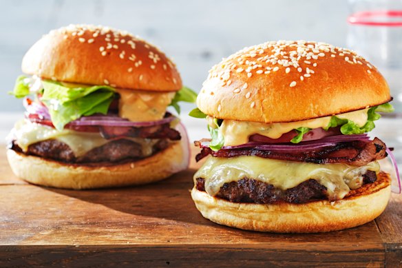 Beef and bacon burgers.