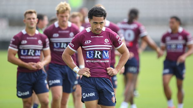 Manly players after their scrimmage with St George Illawarra last week.