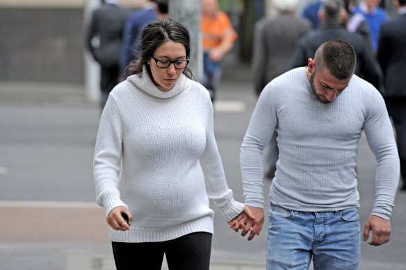 Danielle Stephens and Sanar Ghanim arriving at the Supreme Court in Melbourne in 2015.