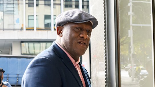 Former NRL player Wendell Sailor arrives at the Downing Centre Local Court in Sydney.