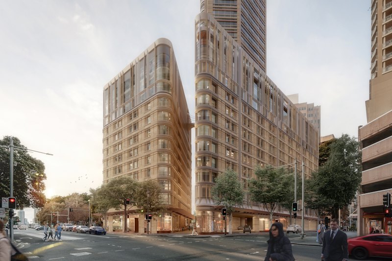 An artist’s impression of Charter Hall’s hotel and apartment project at 201 Elizabeth Street in Sydney.