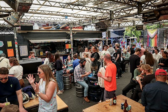 Outdoor container bar Section 8 have been holding a free Christmas event since 2006.