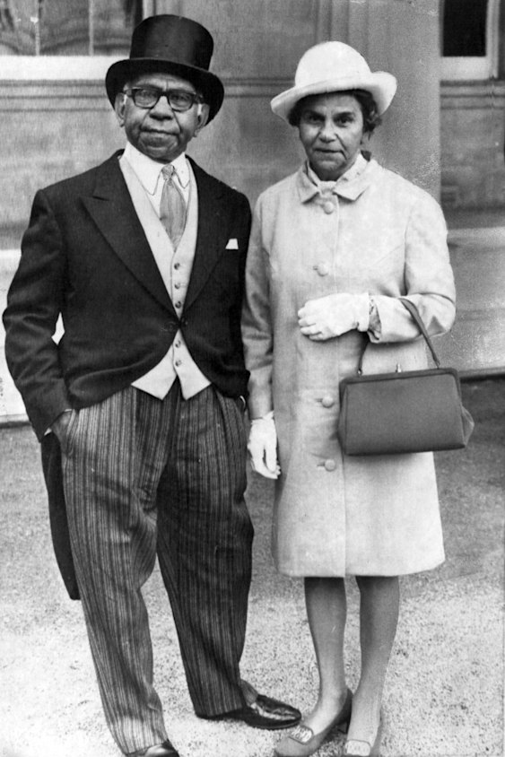 Aboriginal activists Gladys and Doug Nicholls pictured in a news photo clipping outside Buckingham Palace in 1972. The pair were later immortalised in a statue in Victoria’s Parliament Gardens – one of 10 statues in Melbourne featuring a woman.