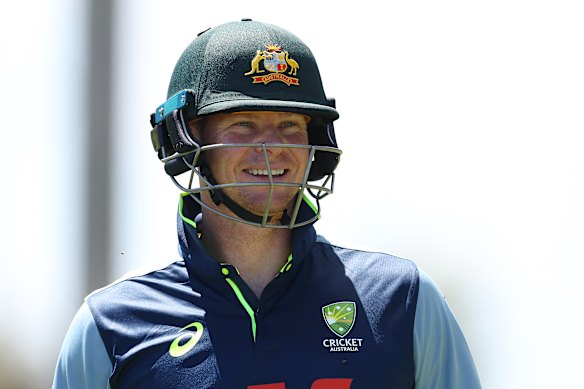 Steve Smith looks on in the nets ahead of the first Ashes Test. 