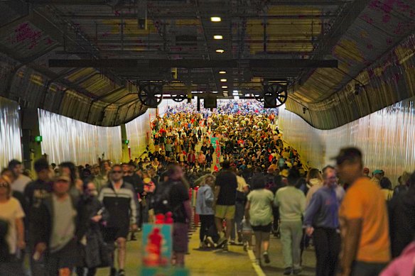 Thousands of people walked through the unopened West Gate Tunnel.