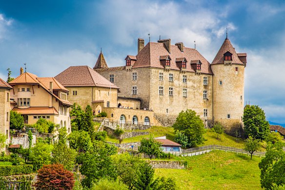 The medieval Swiss village of Gruyeres is home to the eponymous world-famous cheese.