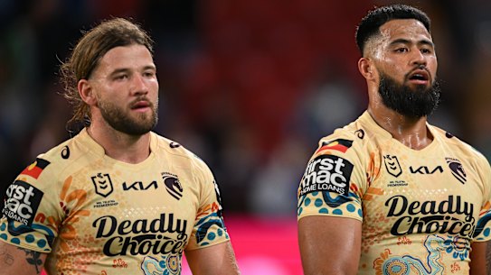 Brisbane Broncos stars Pat Carrigan and Payne Haas.