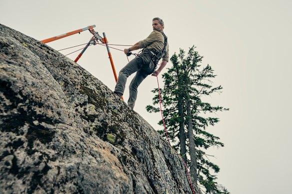 Abseiling off a cliff was all in a day’s work for Eric Bana in Untamed.