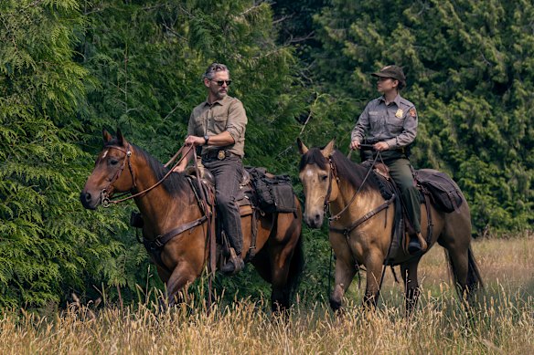 Bana, with Lily Santiago as National Parks police officer Naya Vasquez, spent a lot of time on horseback for the series.  