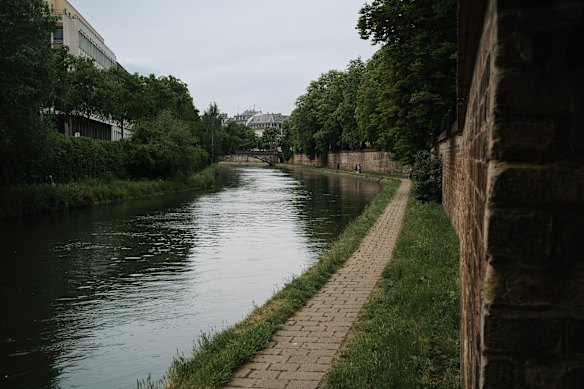 A path along the River Ill in Strasbourg, France, where Marie-Helene Brice said Christian Negre brought her during a job interview.