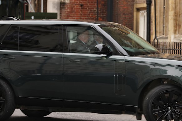 A Range Rover carrying Andrew Mountbatten-Windsor arrives at St James’ Palace on Friday.
