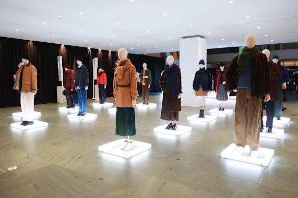 Clothing from the Uniqlo LifeWear range at the Museum of Modern Art in New York during fashion week.